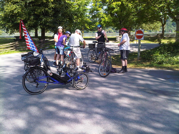 Group ride stop at Derby Reach